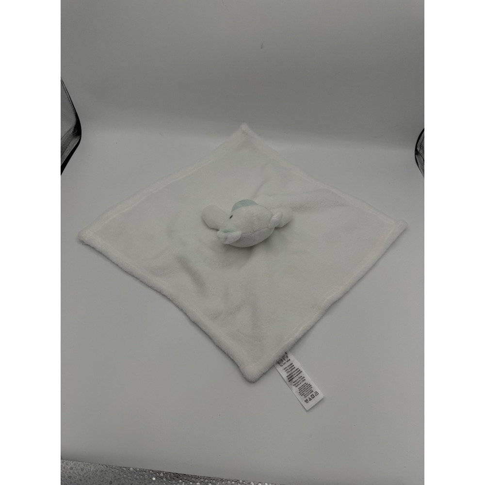 Baby by Bon Bebe White Polar Bear Security Blanket Lovey Mint Green Accents - Picture 3 of 5